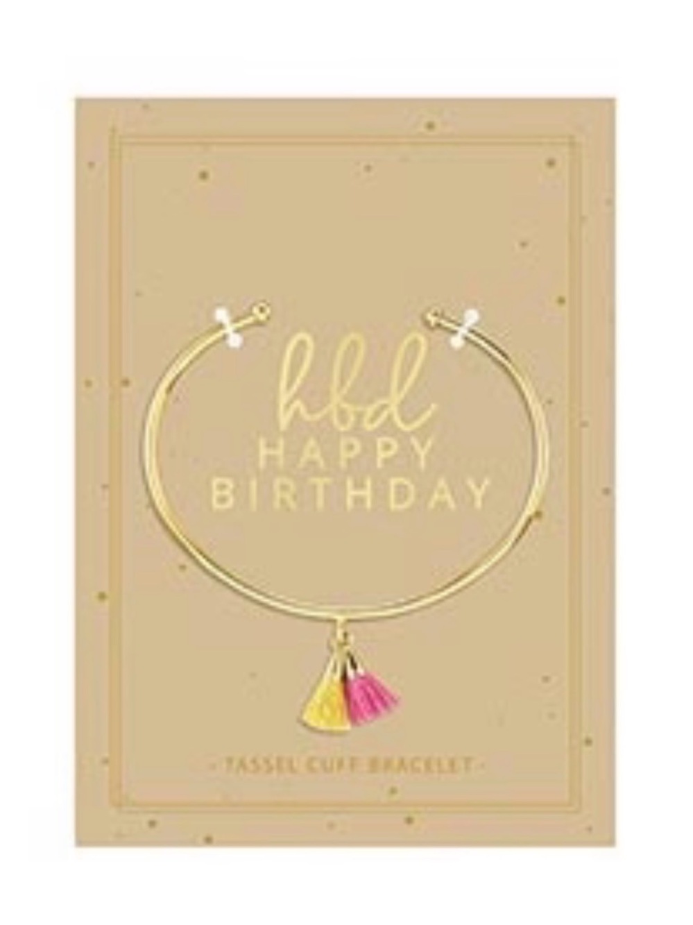 Santa Barbara Design Studio HBD Tassel Cuff Gold Bracelet -NEW